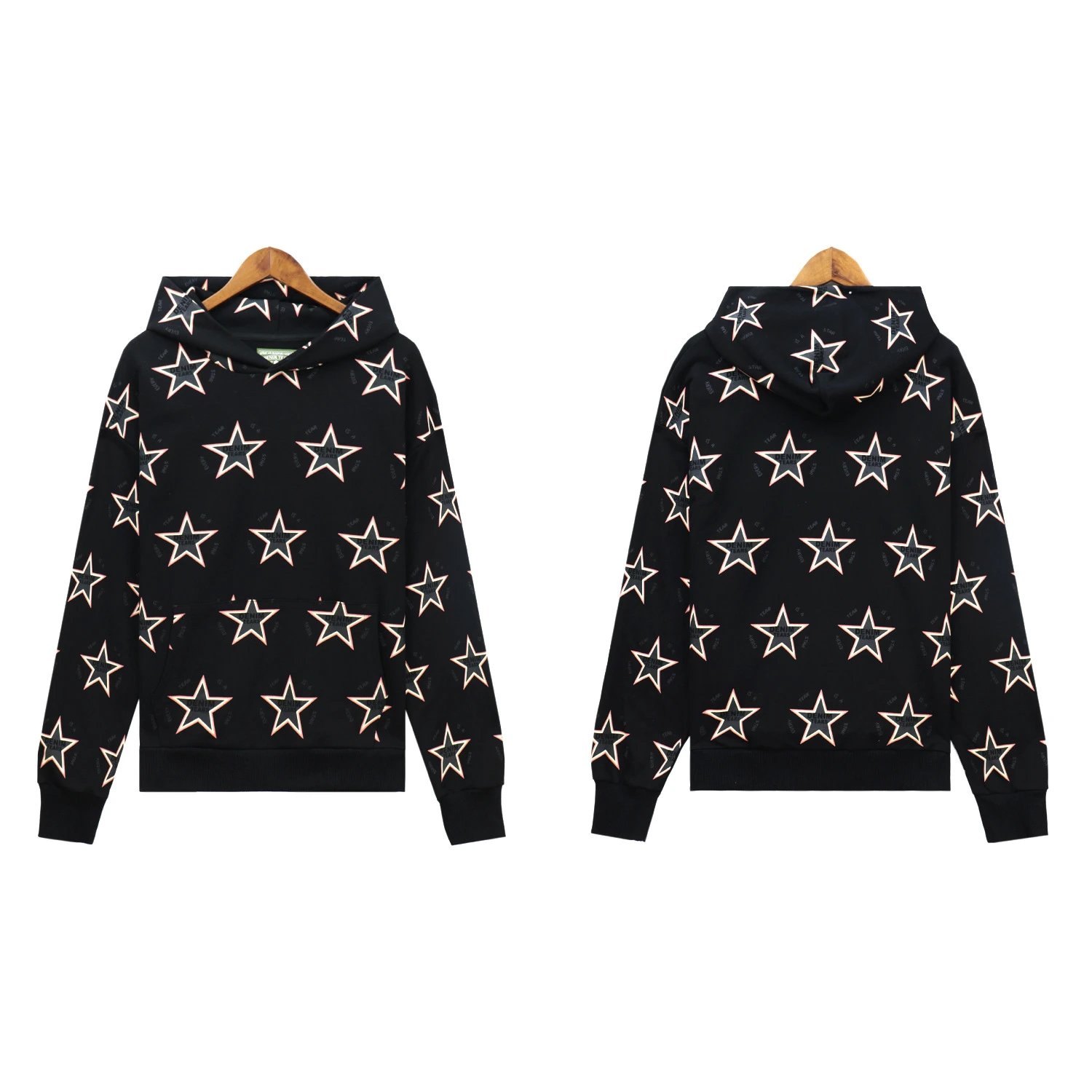 Star Print Hoodie Tracksuit Ebony Black - DenimTears - Cnfans - $36.13