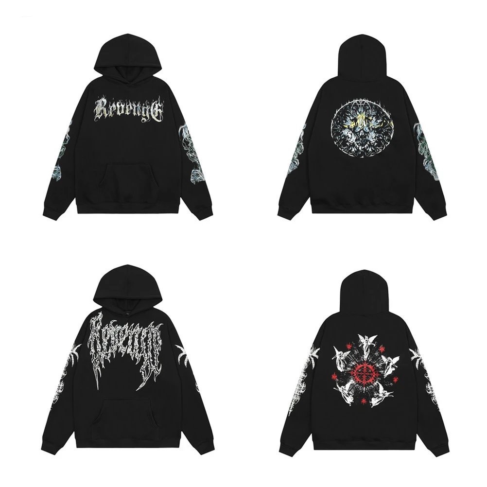 Streetwear Graphic Fleece Hoodie Obsidian Black - Gallery Image 1 - Detailed View