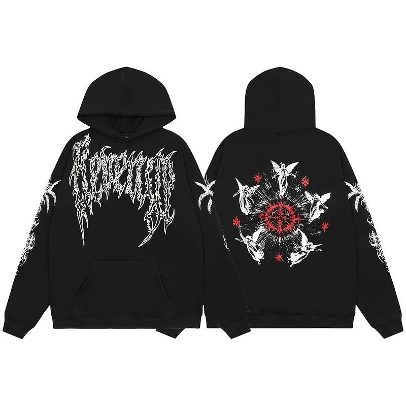 Streetwear Graphic Fleece Hoodie Obsidian Black - Gallery Image 4 - Detailed View