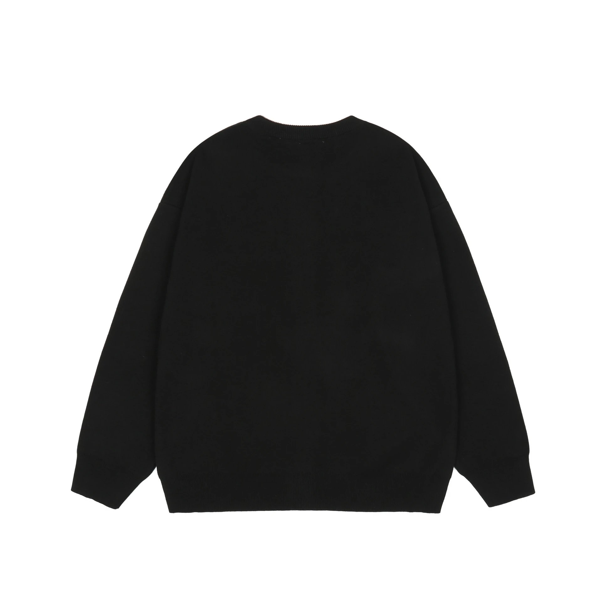 Street Style Knit Sweater Unisex Ebony Black - Gallery Image 4 - Detailed View