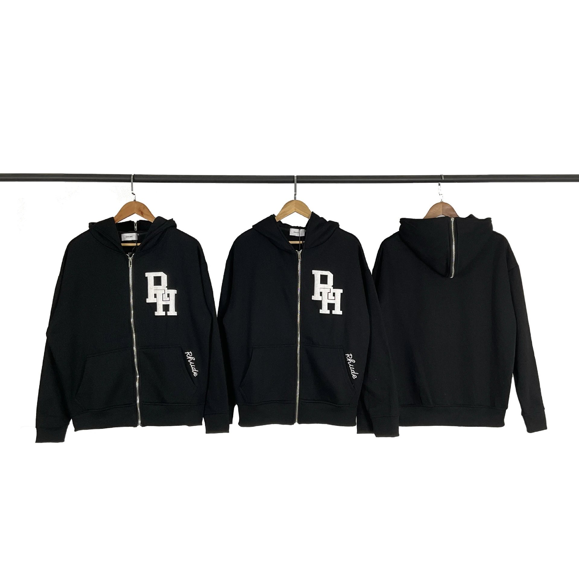 Rhude Zip Hoodie Black - Gallery Image 5 - Detailed View