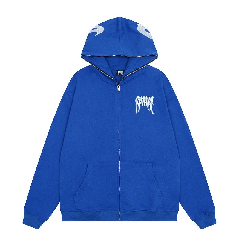 Street Style Zip Hoodie Sapphire Blue - Revenge - Cnfans - $36.77