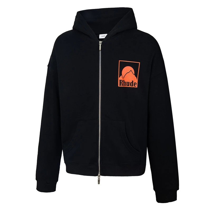 Rhude Sunset Mountain Hoodie Black - Gallery Image 4 - Detailed View