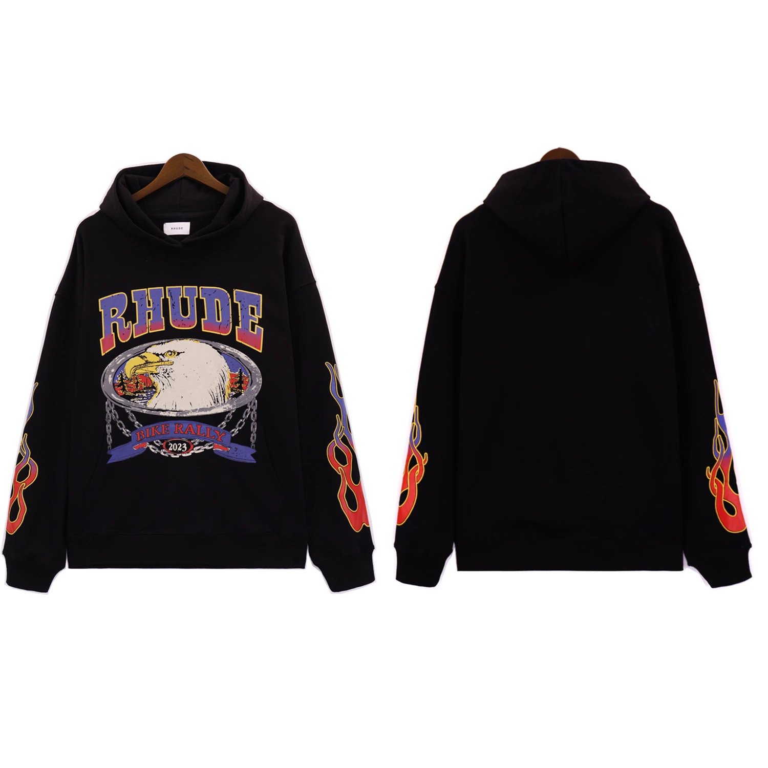 Rhude Fire Eagle Hoodie Black - Rhude - Cnfans - $35.96