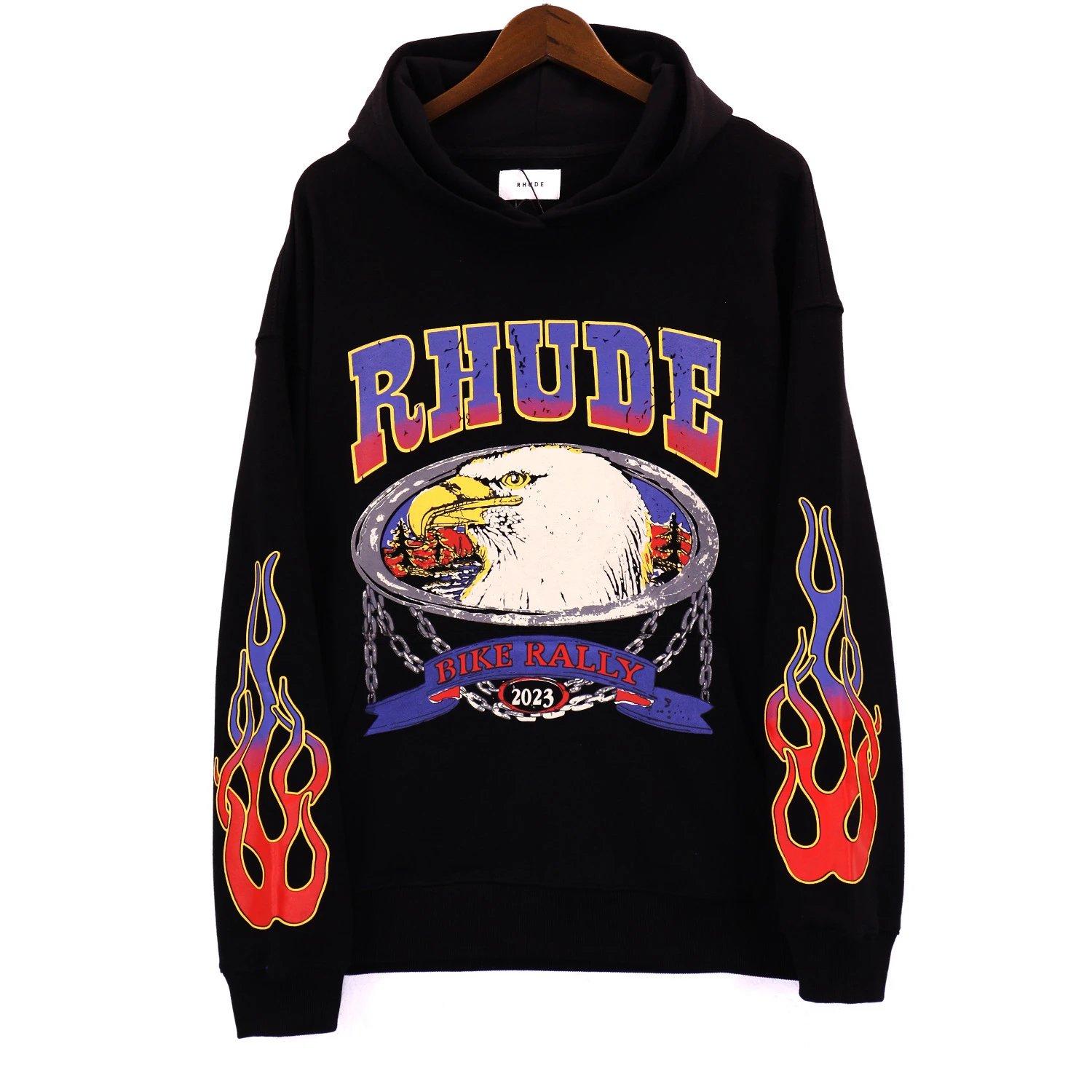 Rhude Fire Eagle Hoodie Black - Gallery Image 5 - Detailed View