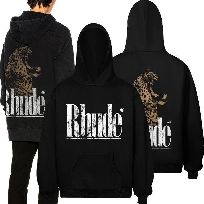 Rhude Graphic Logo Hoodie Black - Gallery Image 3 - Detailed View