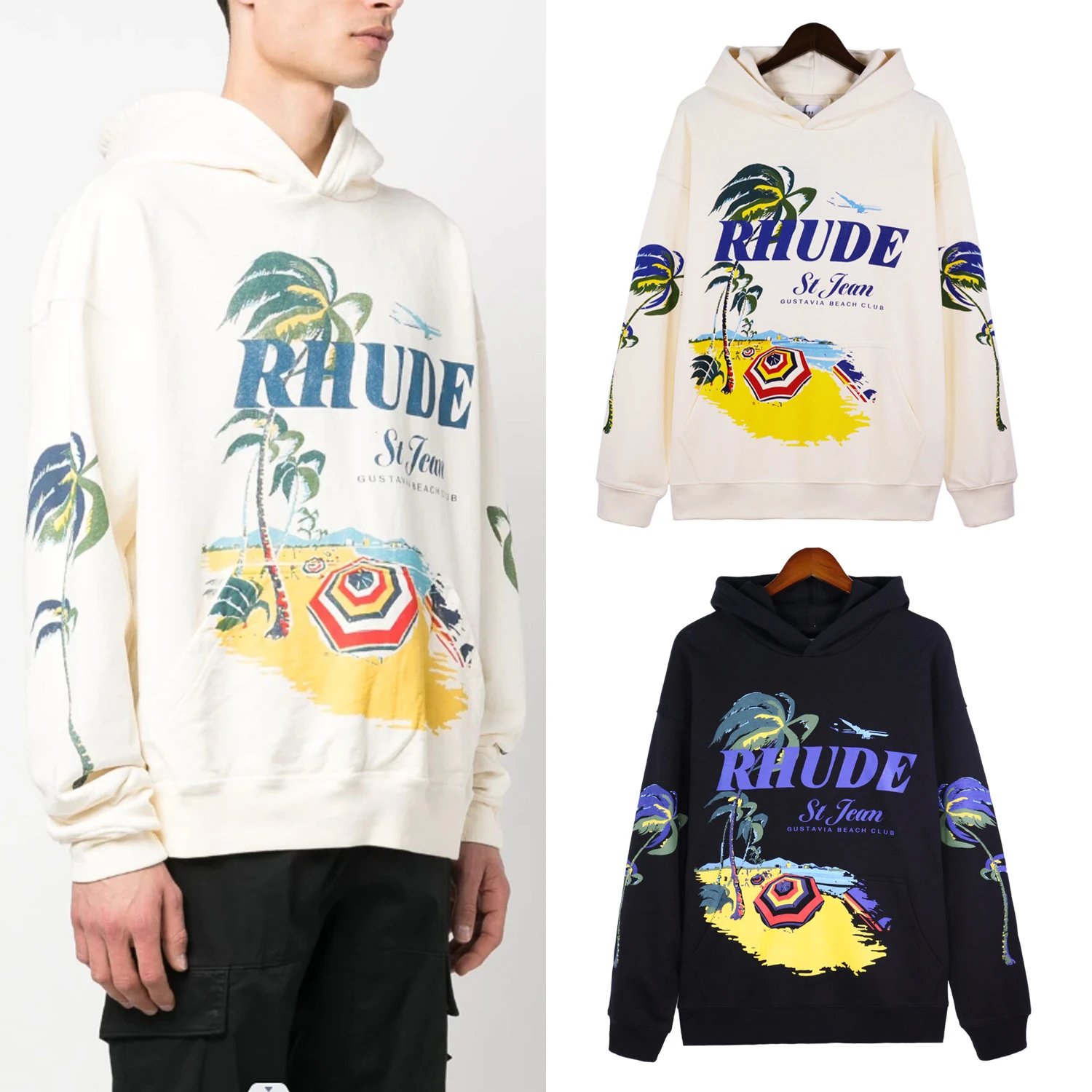 RHude Beach Print Hoodie Multicolor - Gallery Image 2 - Detailed View