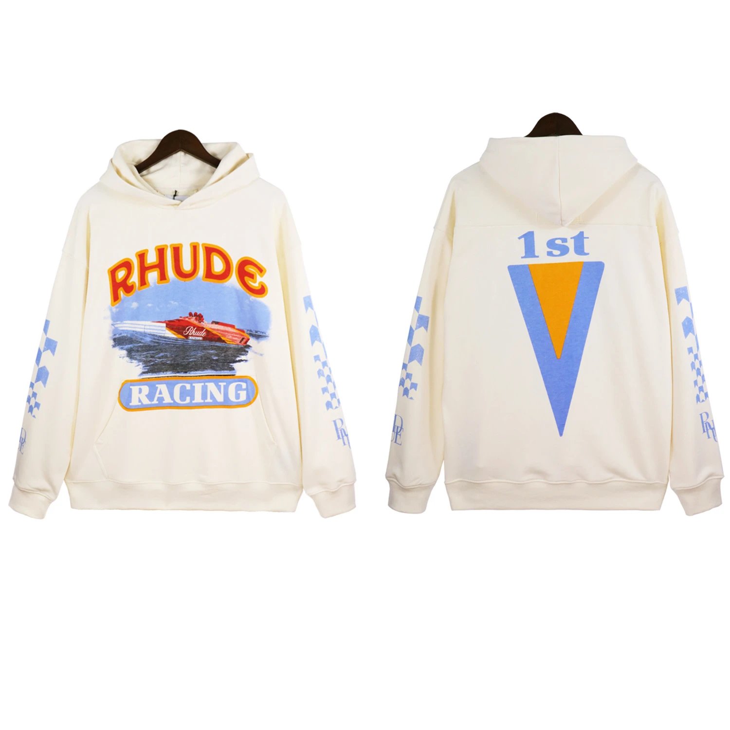 Rhude Racing Hoodie Cream - High Quality Product Image - Cnfans