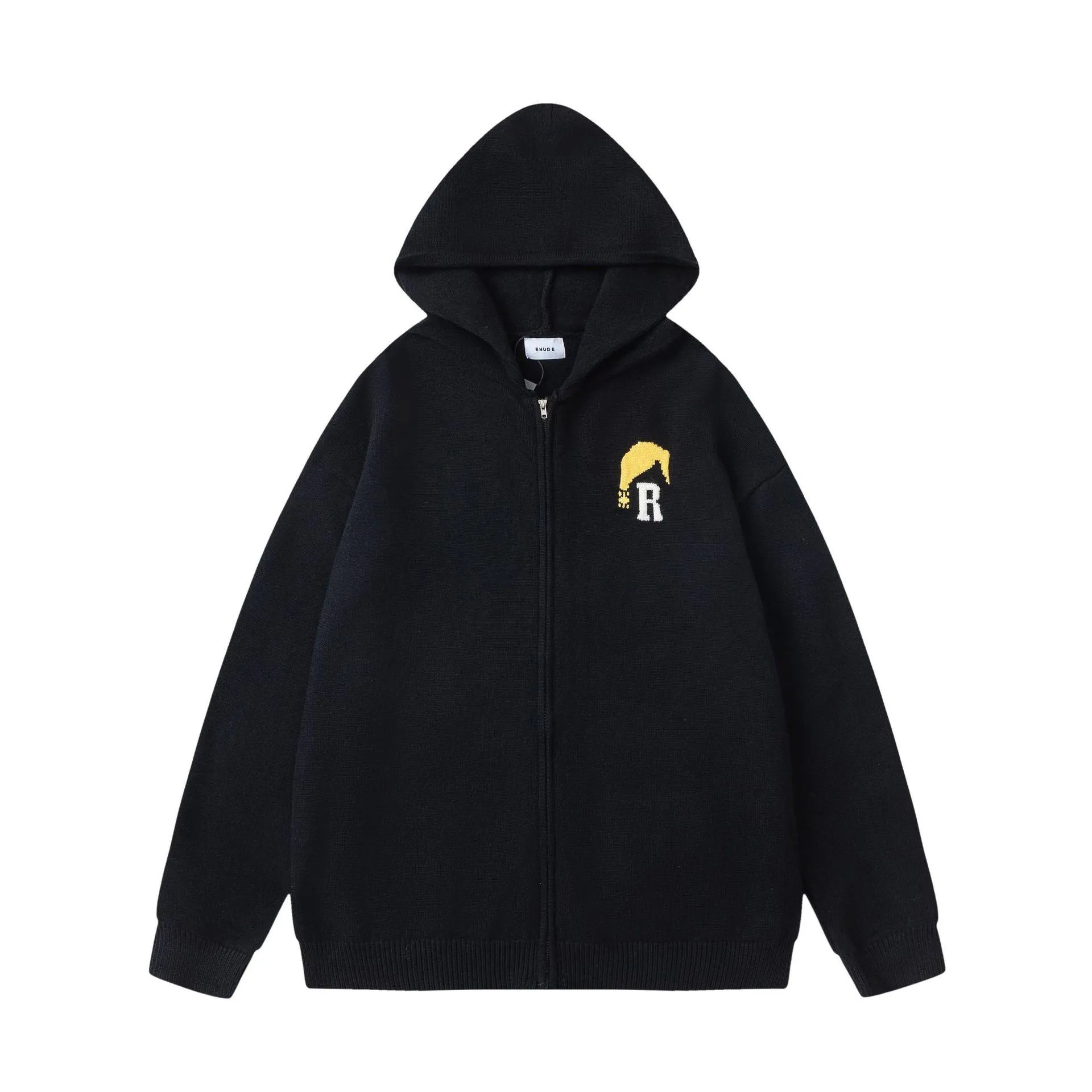 Rhude Sunset Knit Hoodie Black - Gallery Image 5 - Detailed View