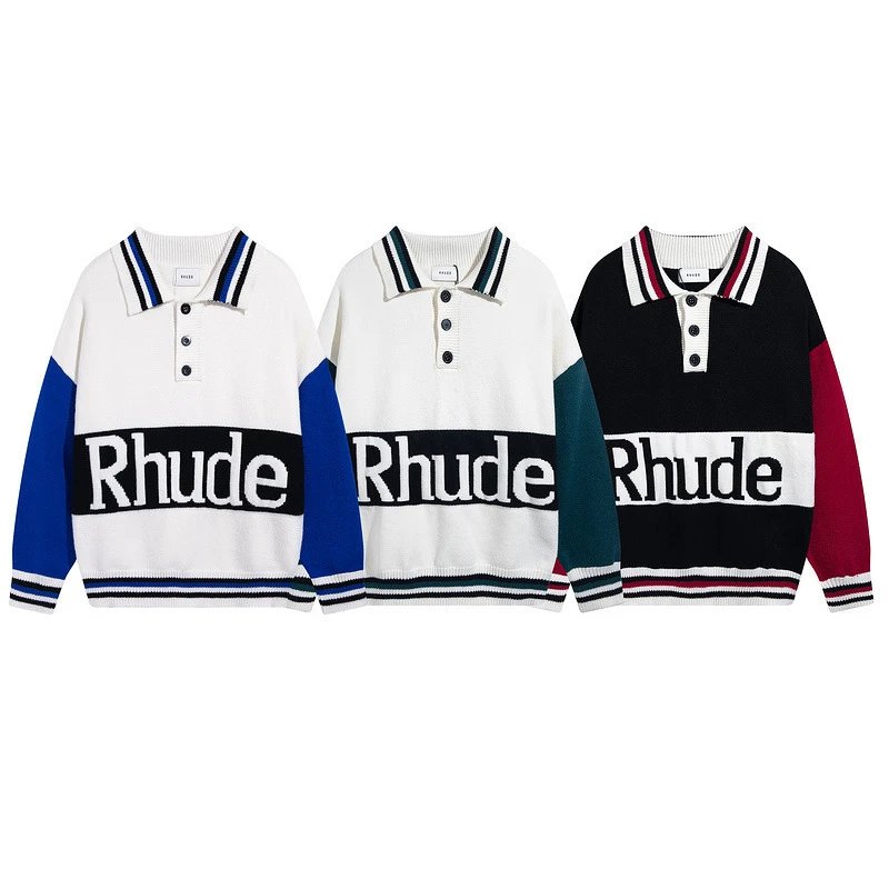Rhude Colorblock Knit Polo Sweater Multicolor - Rhude - Cnfans - $32.49