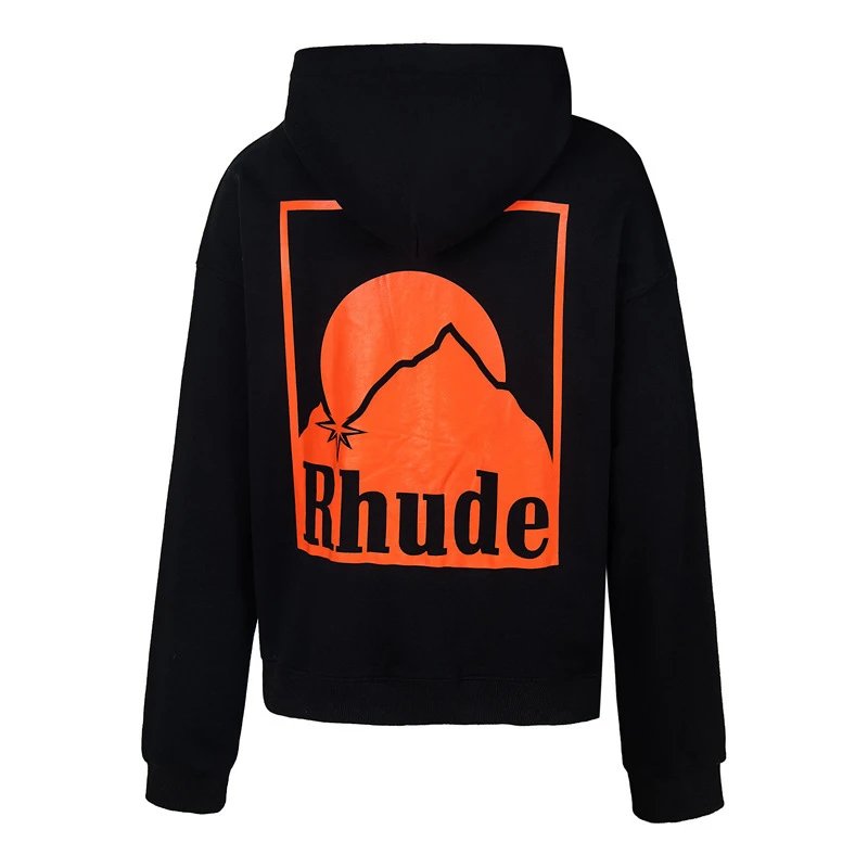 Rhude Sunset Mountain Hoodie Black - Gallery Image 5 - Detailed View