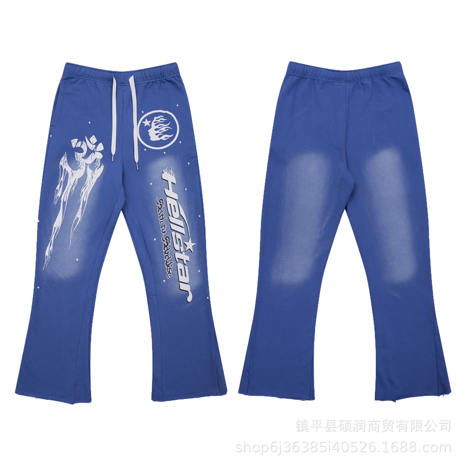 Streetwear Graphic Hoodie Set Azure - Hellstar - Cnfans - $33.87