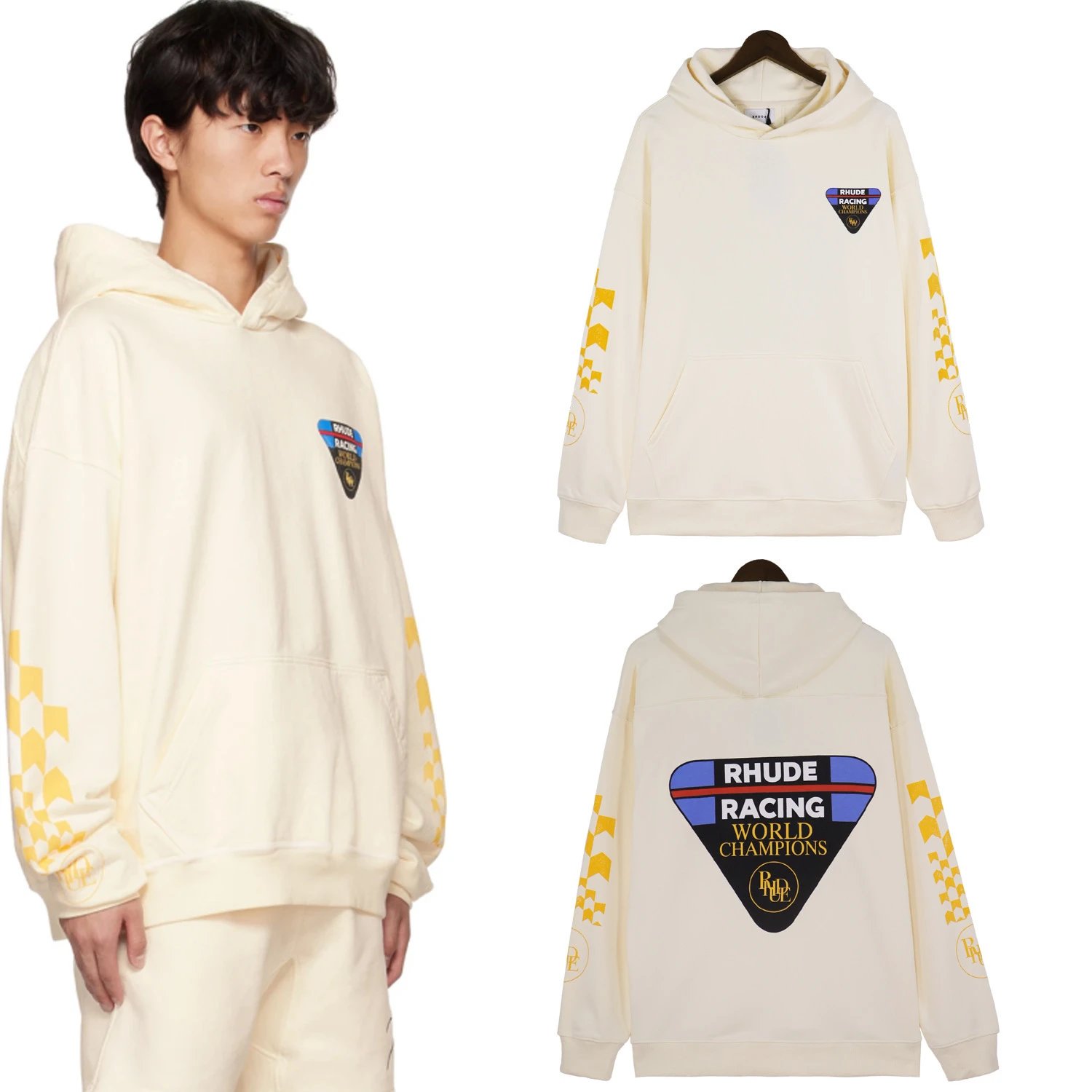 Rhude Triangle Print Hoodie MultiColor - Gallery Image 2 - Detailed View