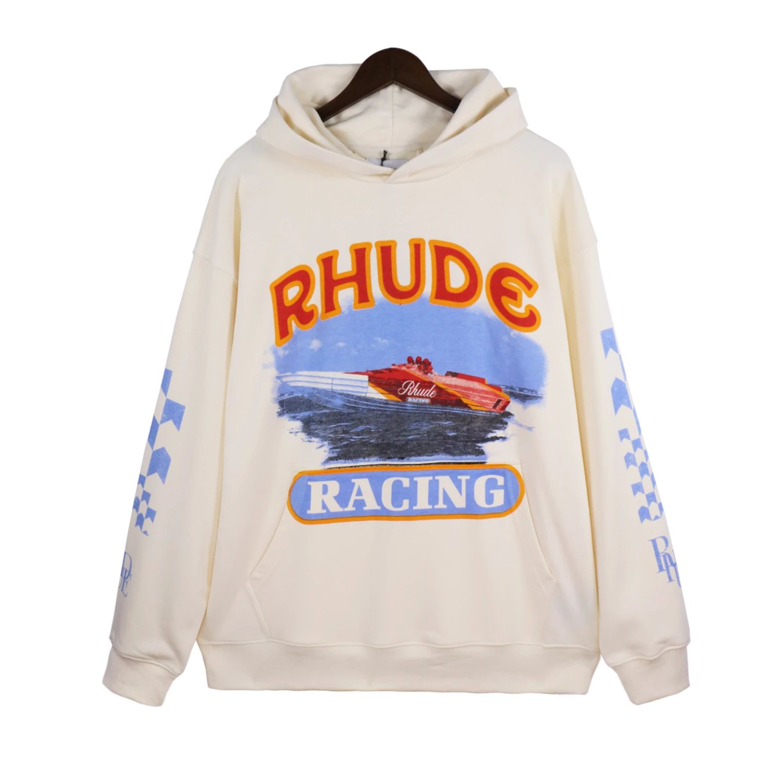 Rhude Racing Hoodie Cream - Gallery Image 5 - Detailed View
