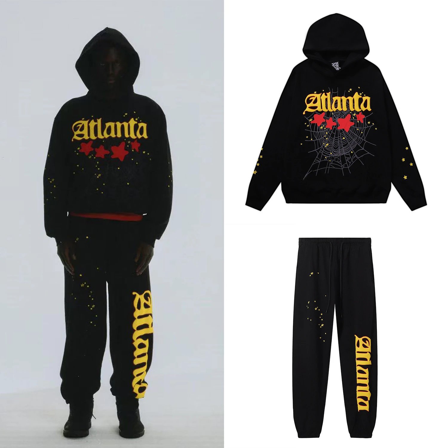 Streetwear Hoodie Set Black - Gallery Image 3 - Detailed View