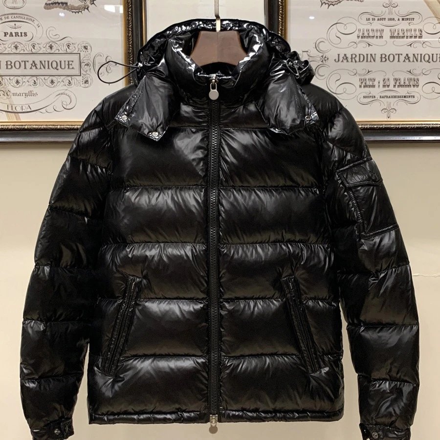 Moncler Mens Detachable Hood Down Jacket, Black