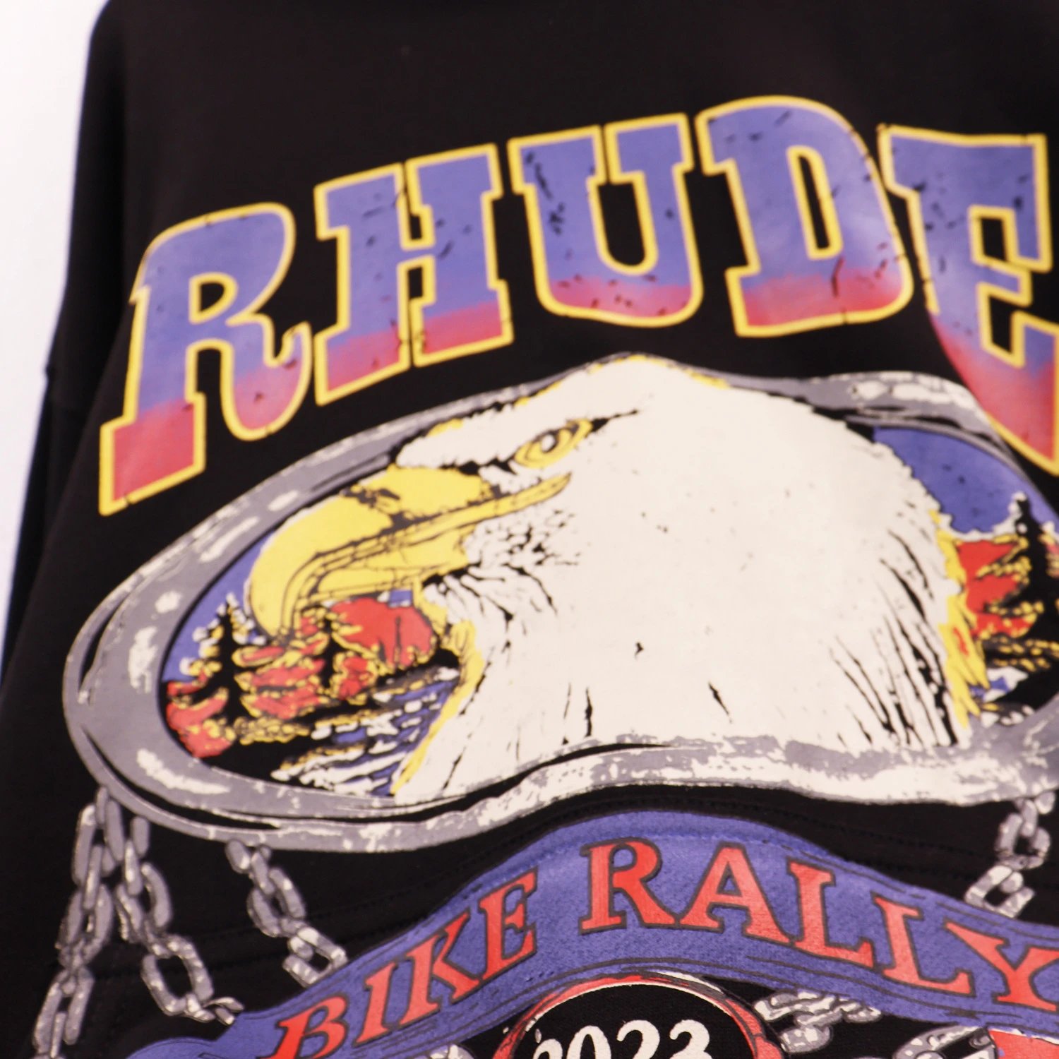 Rhude Fire Eagle Hoodie Black - Gallery Image 4 - Detailed View
