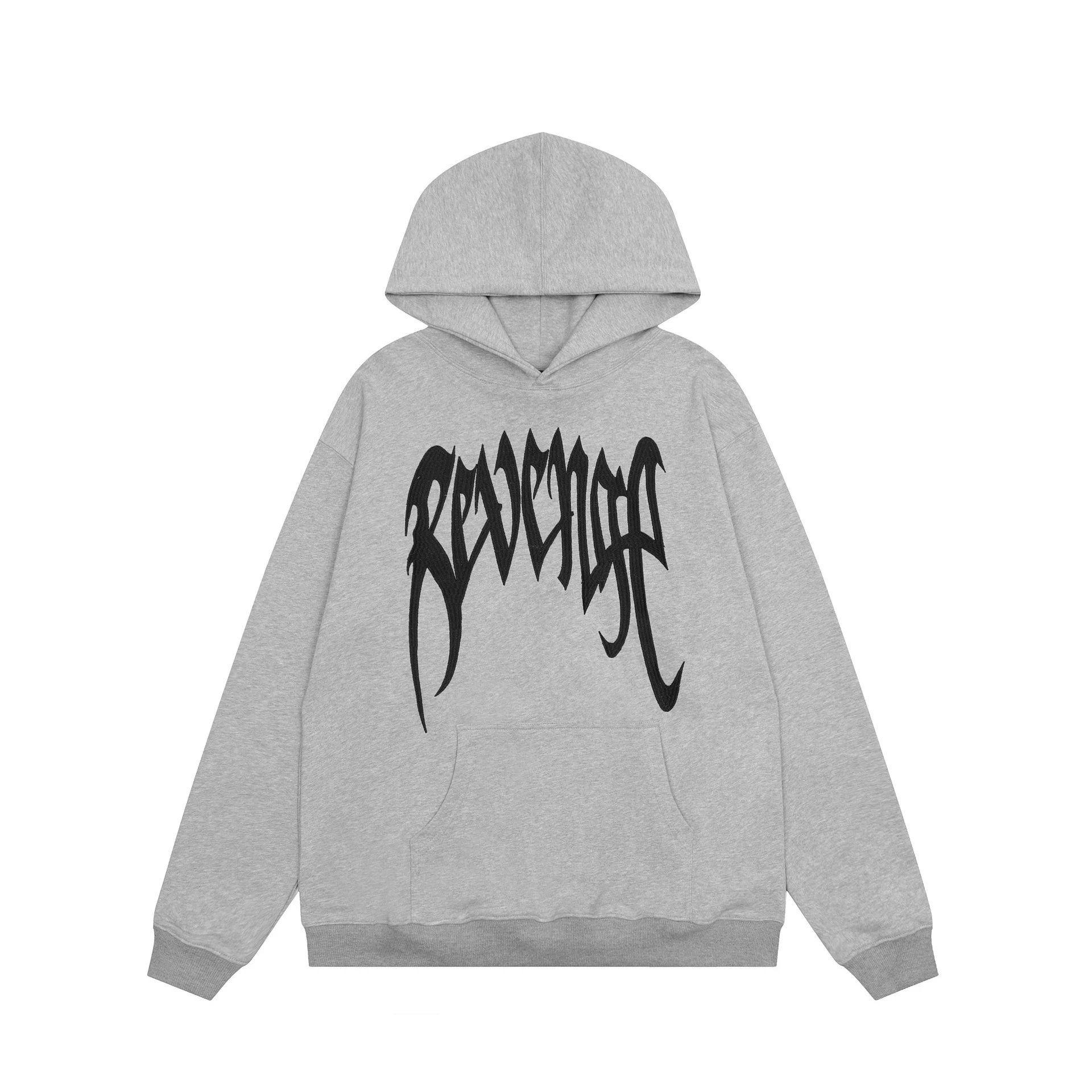 Streetwear Embroidered Hoodie Ash Gray - Revenge - Cnfans - $35.16