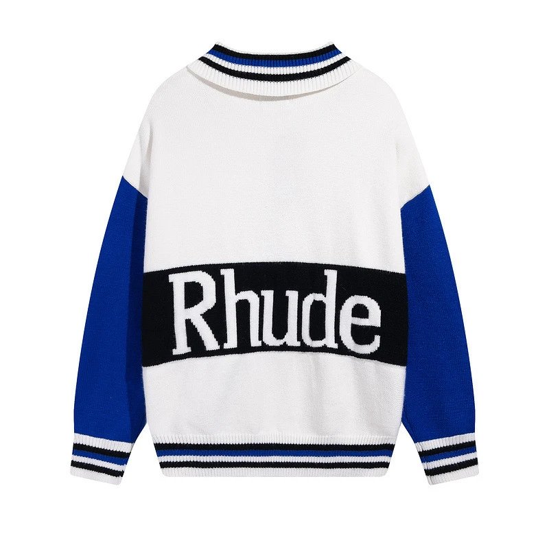 Rhude Colorblock Knit Polo Sweater Multicolor - Gallery Image 4 - Detailed View