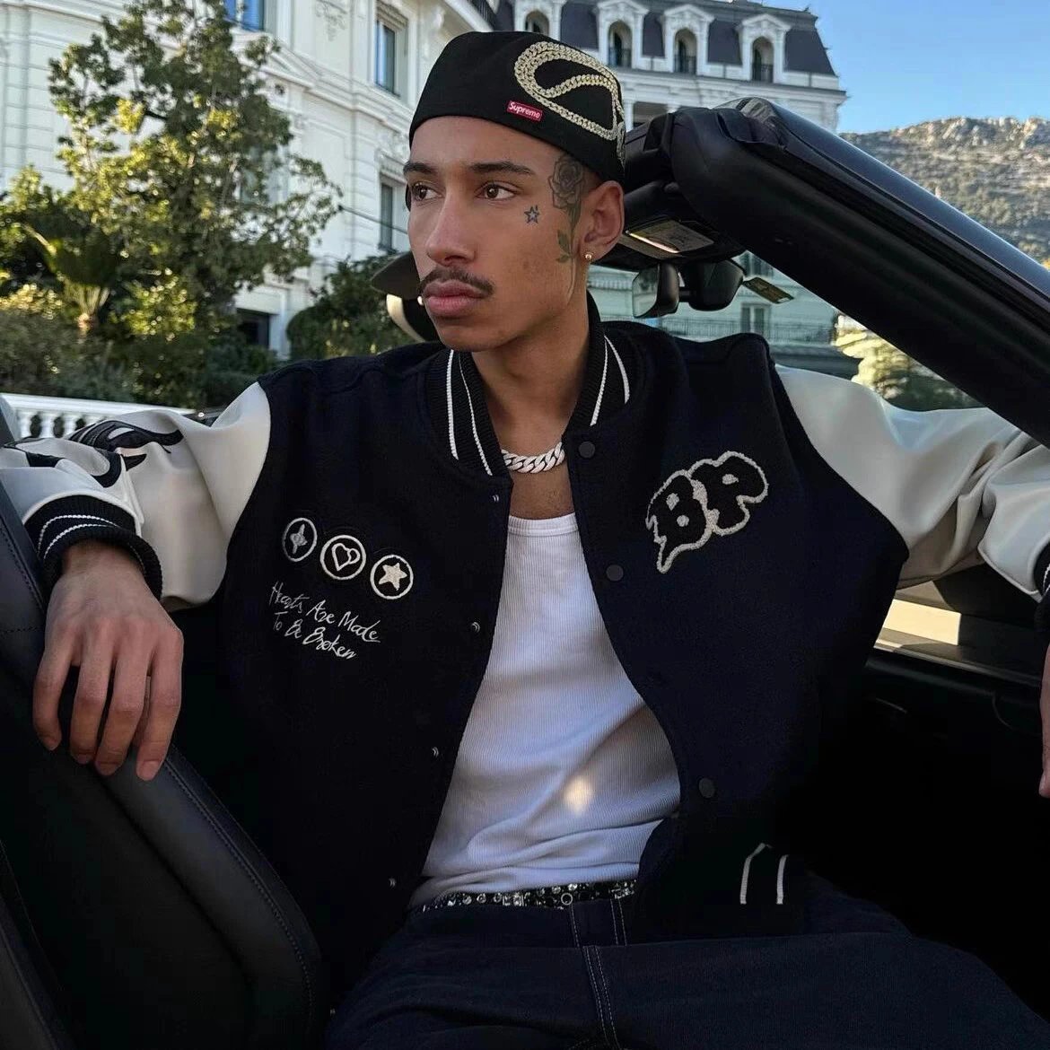 Broken Hearts Varsity Jacket Black - Gallery Image 4 - Detailed View