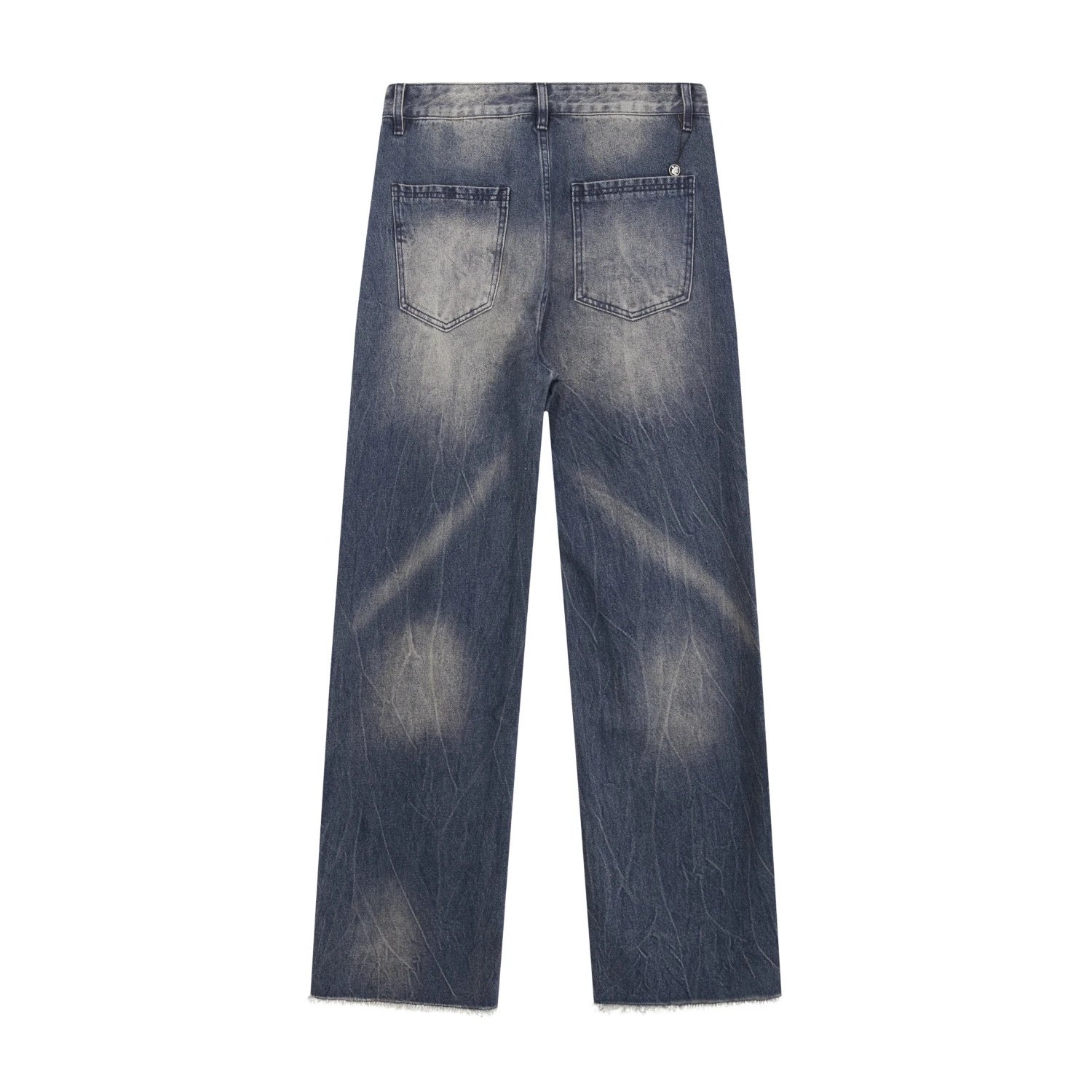 Wide-Leg Washed Denim Pants Slate - Gallery Image 4 - Detailed View