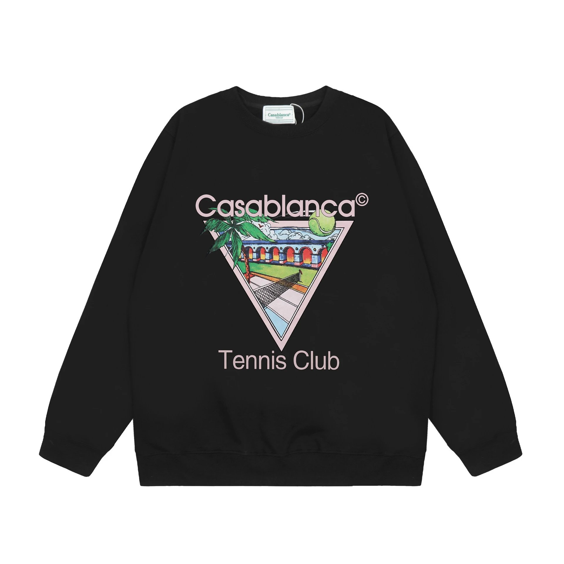 Geometric Crewneck Sweatshirt Unisex Jet Black - casa - Cnfans - $27.10