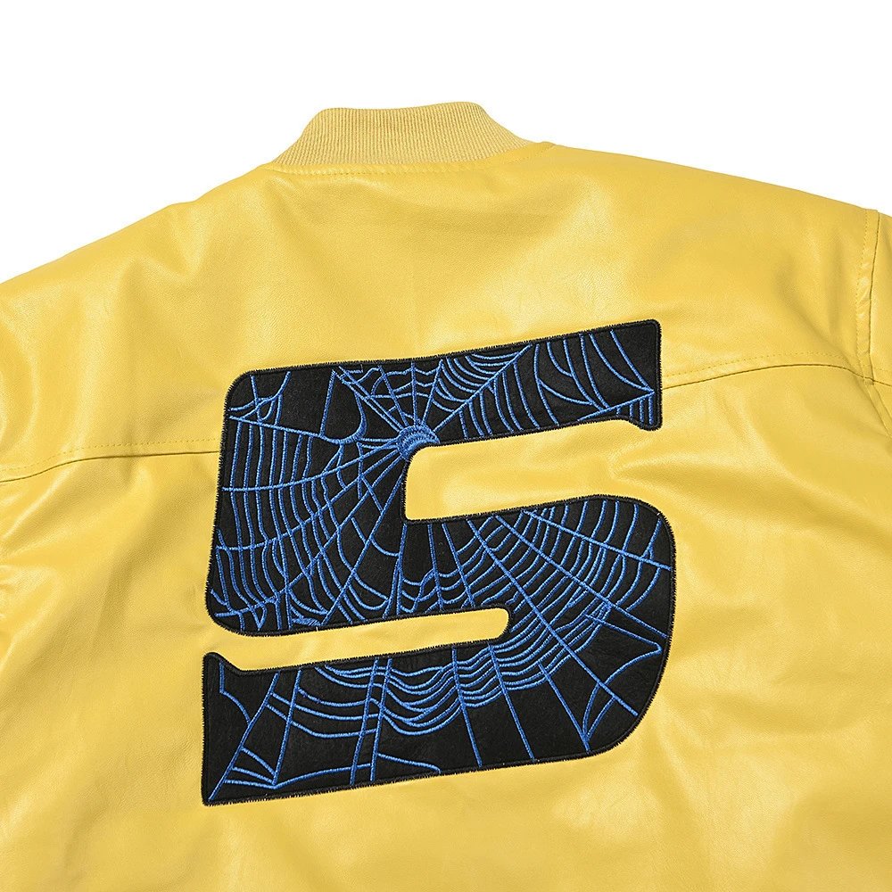 PU Bomber Jacket Unisex Mustard - Gallery Image 4 - Detailed View