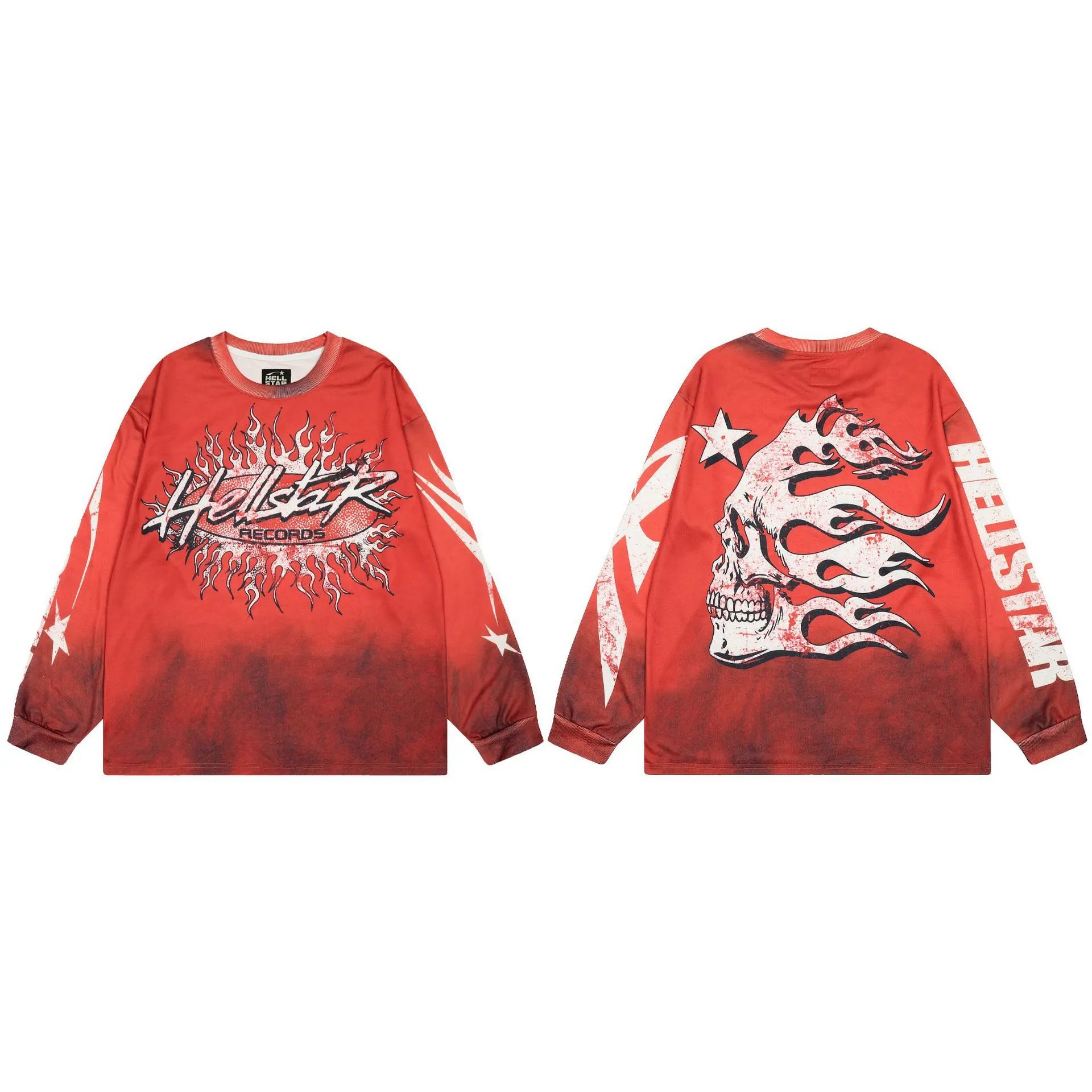 Graphic Long Sleeve Tee in Crimson - Hellstar - Cnfans - $27.74