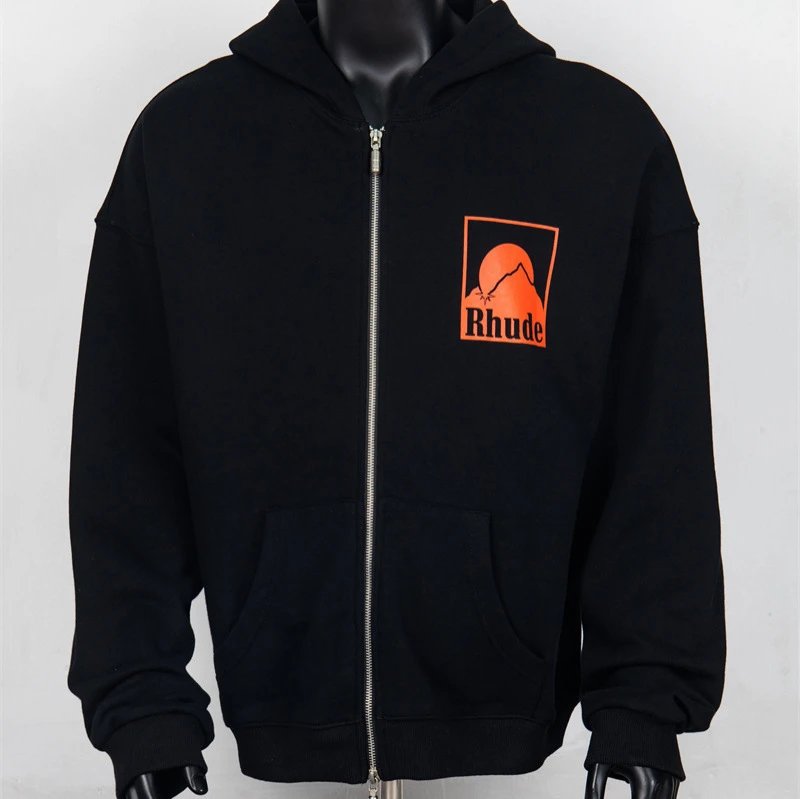 Rhude Sunset Mountain Hoodie Black - Gallery Image 2 - Detailed View