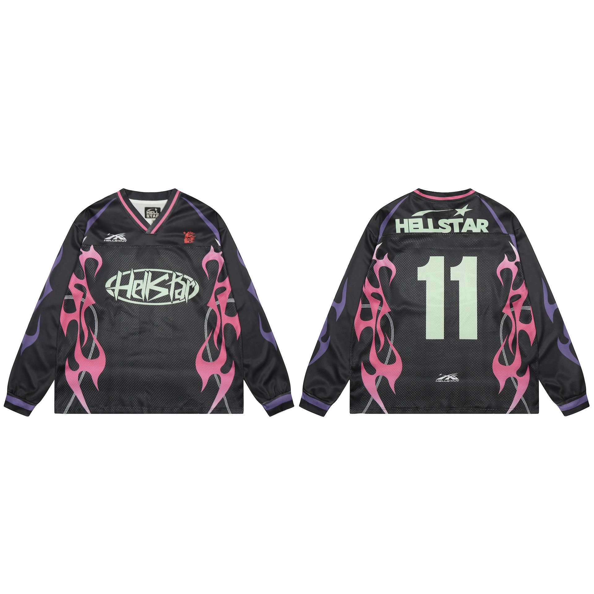 Streetwear Graphic Long Sleeve Tee Black Magenta - Hellstar - Cnfans - $27.74