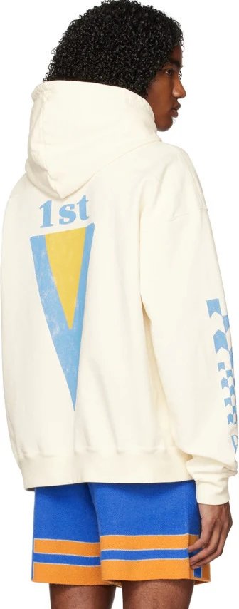 Rhude Racing Hoodie Cream - Gallery Image 4 - Detailed View