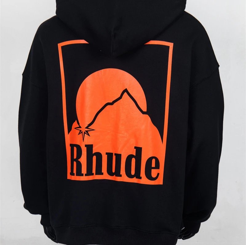 Rhude Sunset Mountain Hoodie Black - Gallery Image 3 - Detailed View