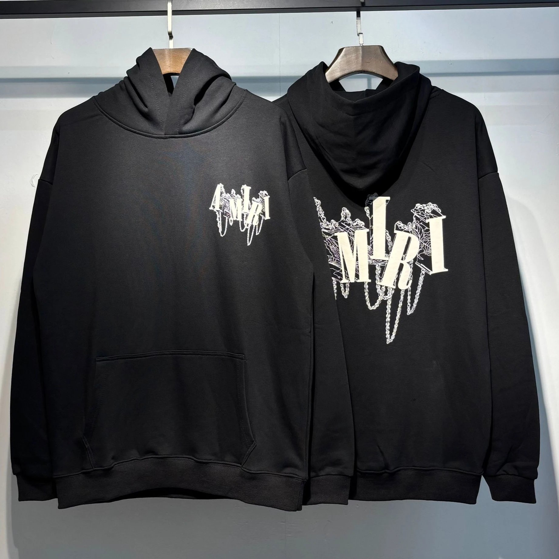 Amiri Letter Print Hoodie Black - Gallery Image 2 - Detailed View