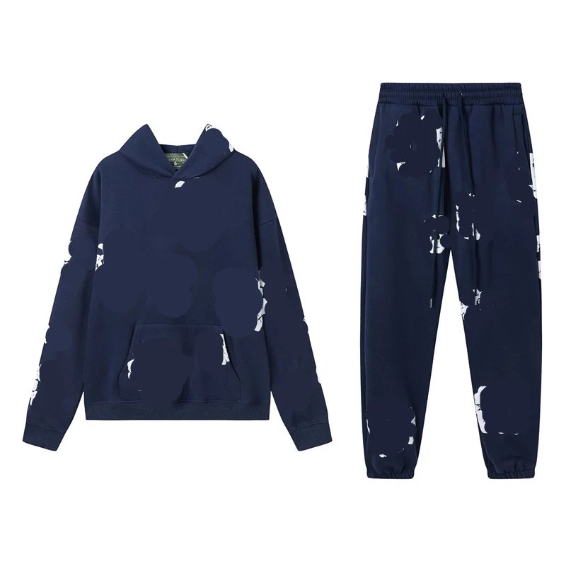 Distressed Cotton Hoodie Set Midnight Navy - Gallery Image 2 - Detailed View