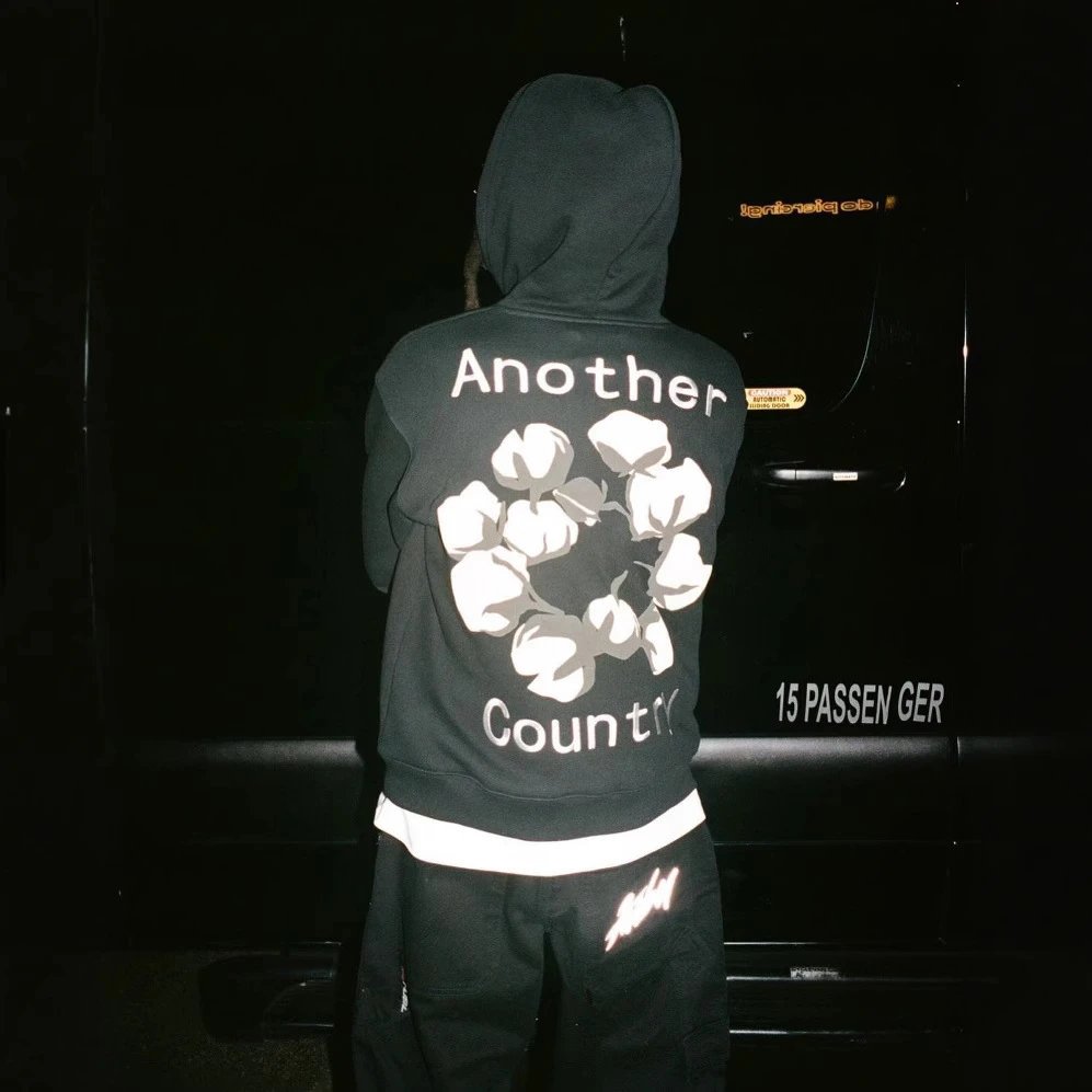 Graphic Fleece Hoodie Unisex Black - Gallery Image 3 - Detailed View