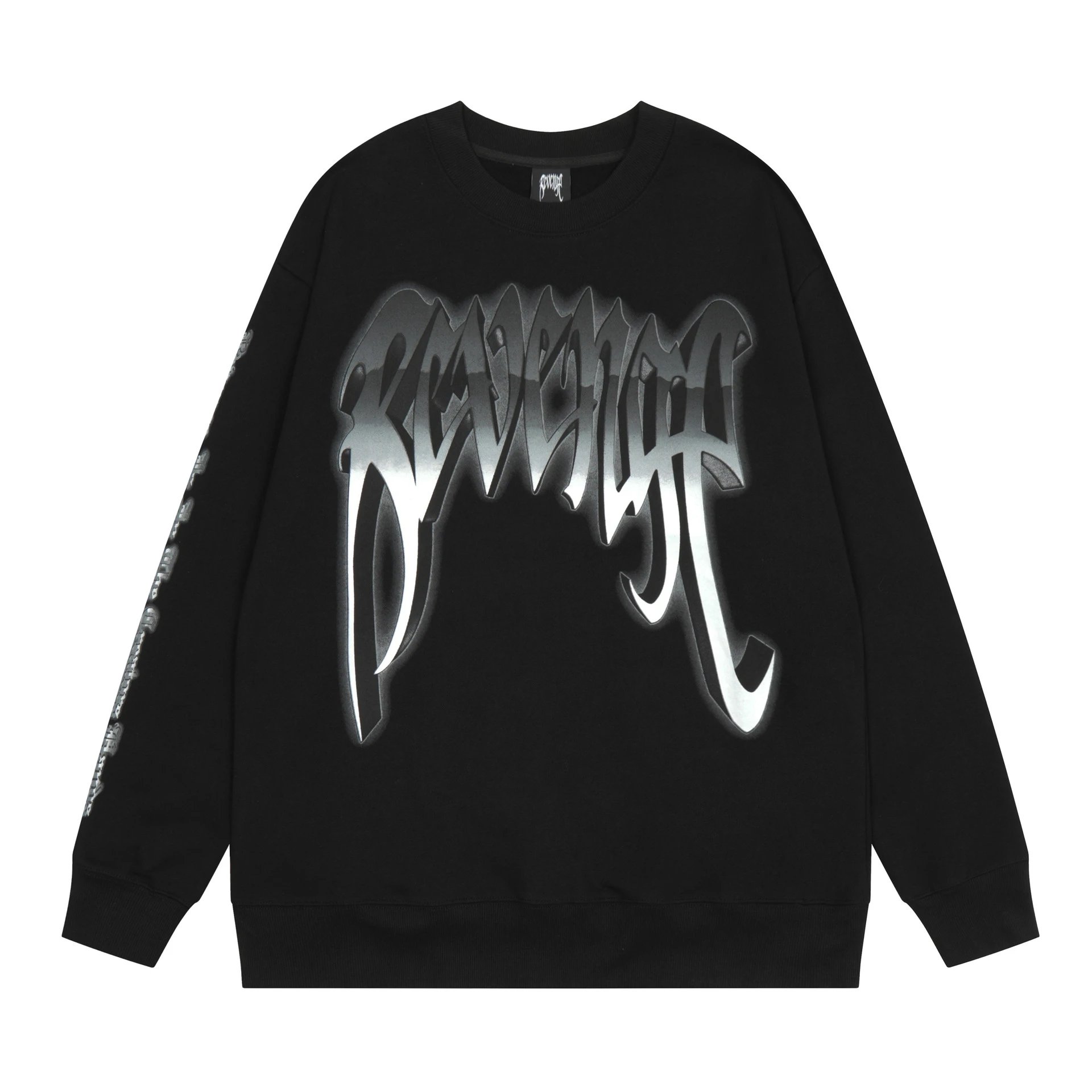Vintage Metal Skull Graphic Sweatshirt Black - Revenge - Cnfans - $30.00