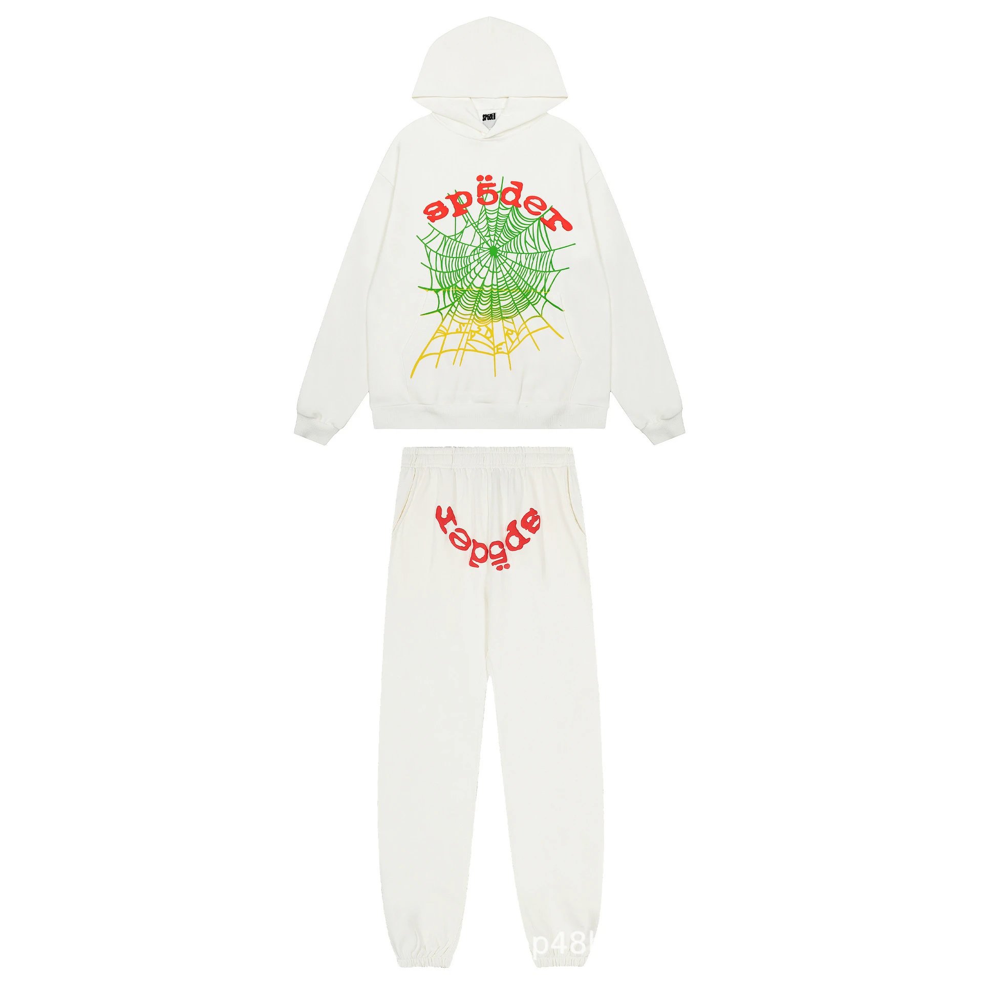 Streetwear Set with Hooded Sweatshirt and Pants Olive - Gallery Image 4 - Detailed View