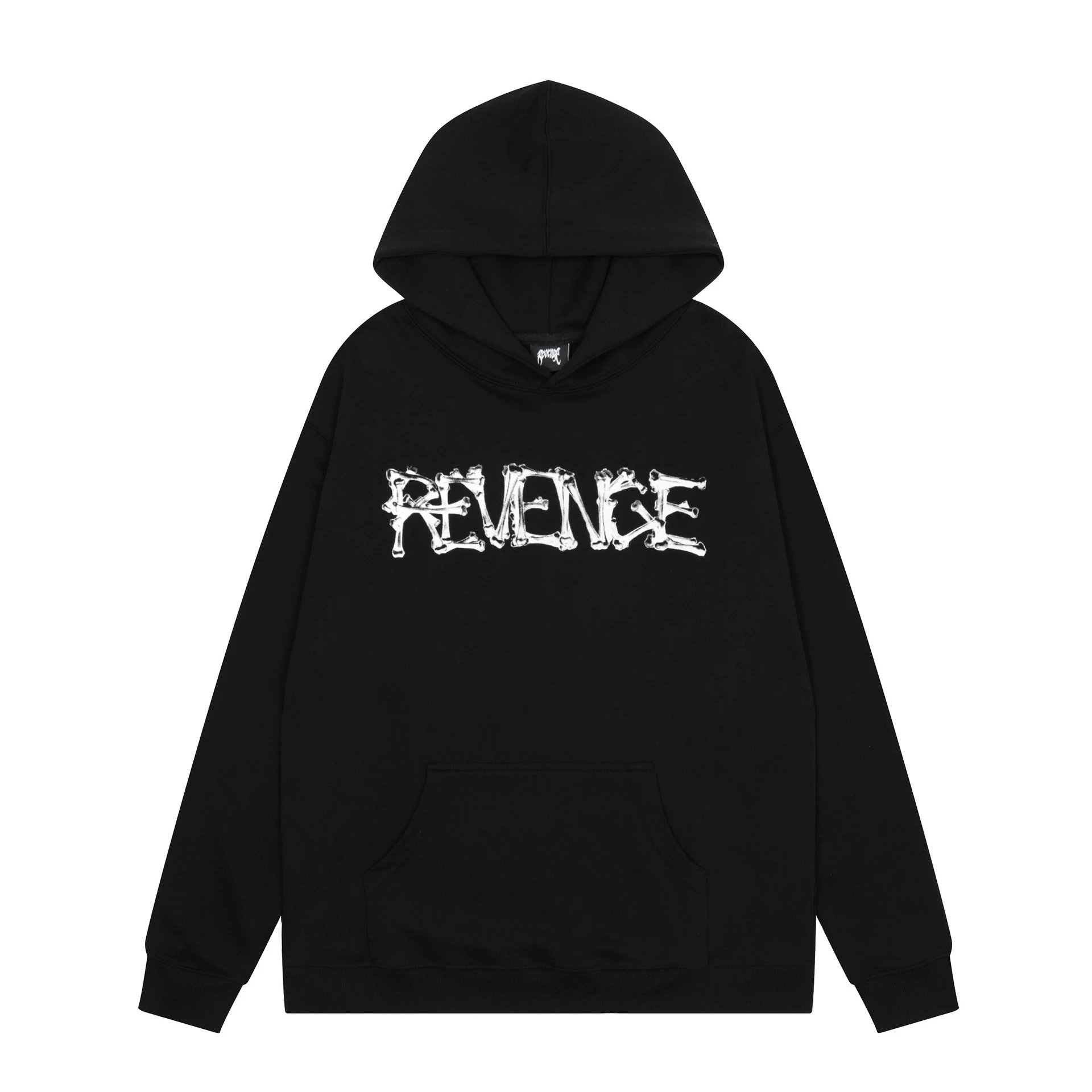 Streetwear Skull Graphic Hoodie Jet Black - Revenge - Cnfans - $35.16