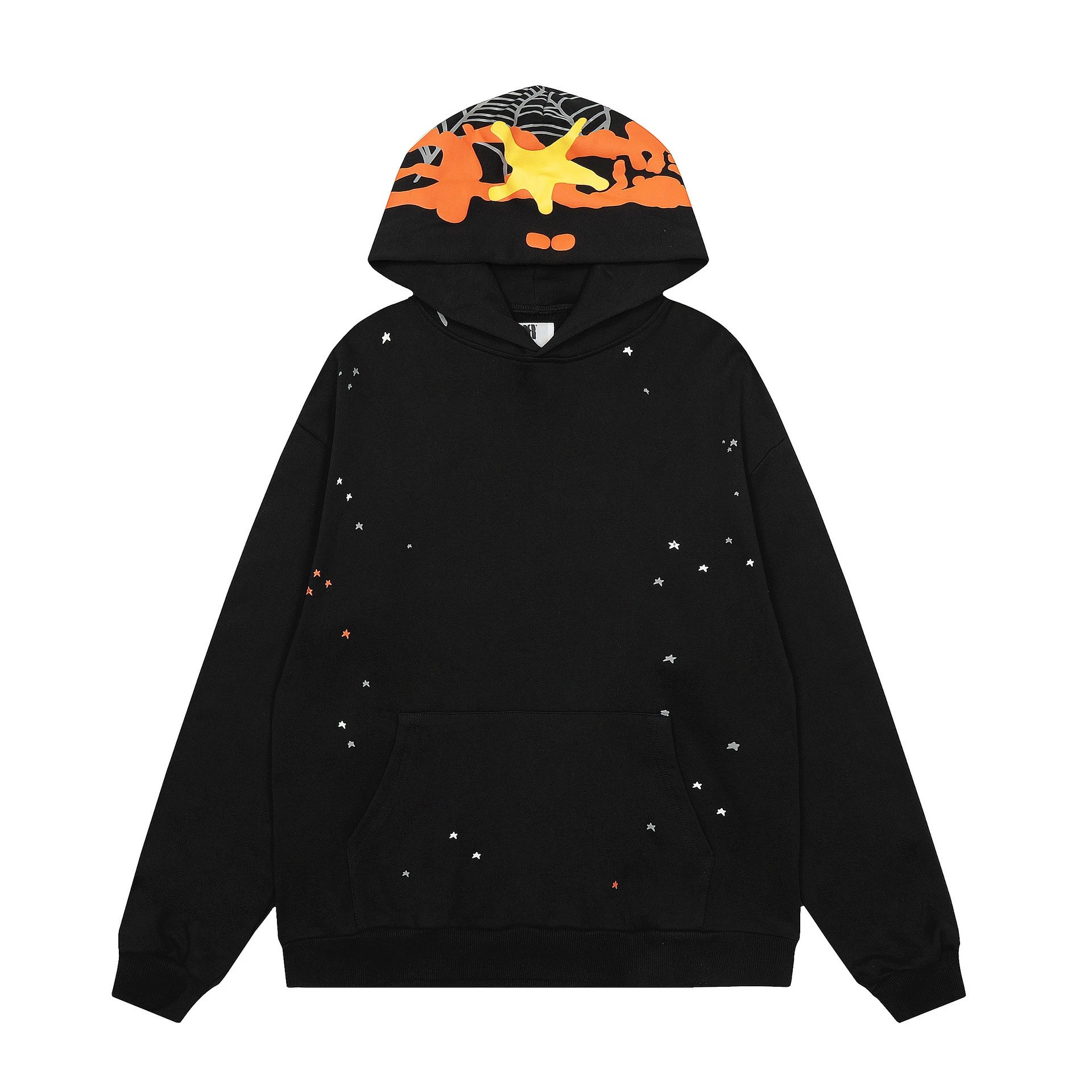 Streetwear Spider Web Hoodie Set Midnight Black - Sp5der - Cnfans - $34.84