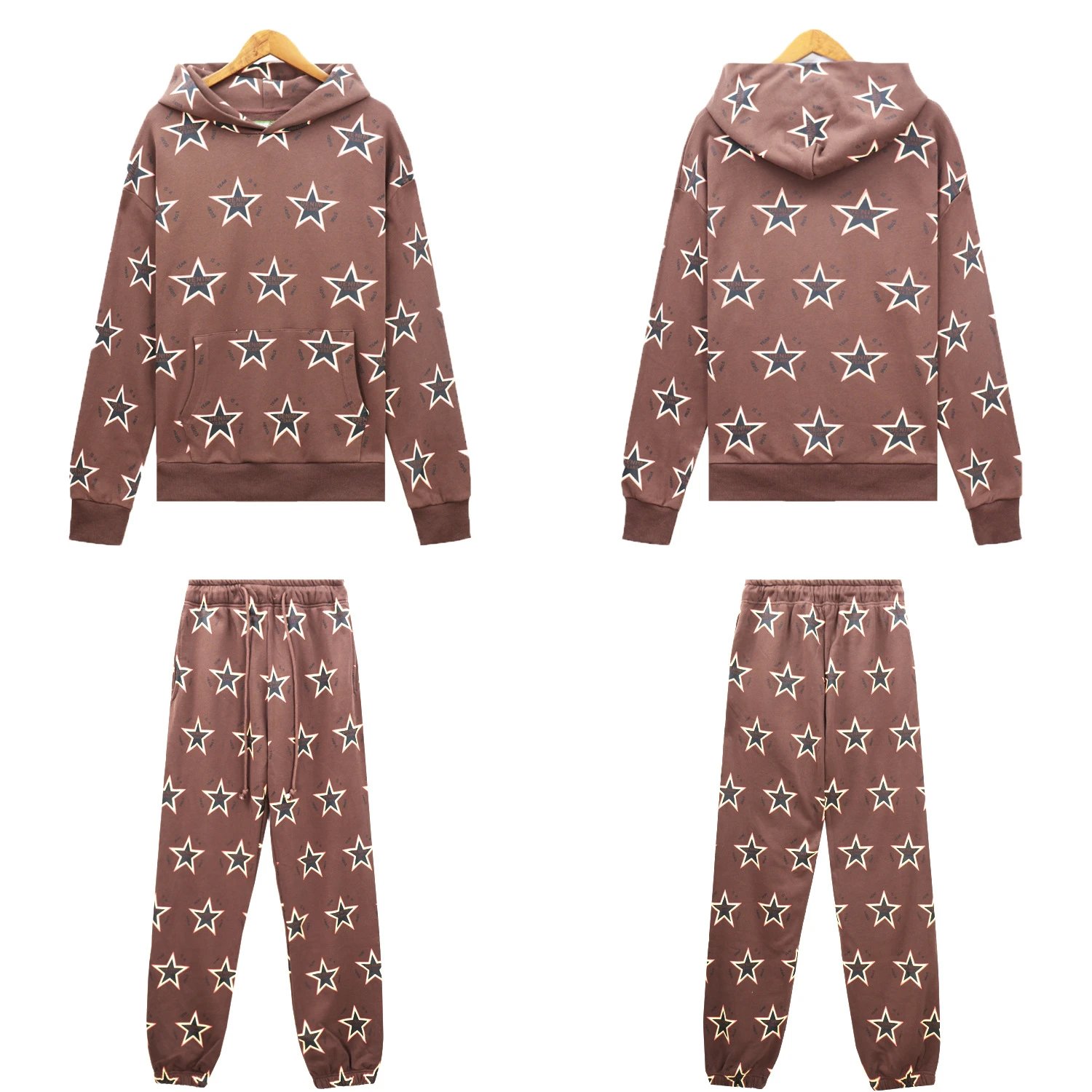 Star Print Tracksuit Mocha - Gallery Image 2 - Detailed View