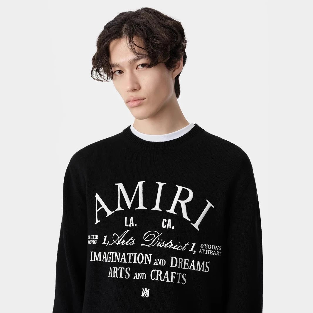 Amiri Bone Knit Sweater Black - Gallery Image 3 - Detailed View