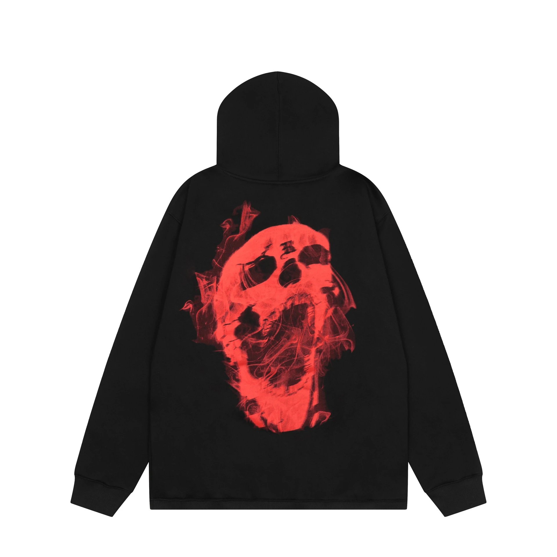 Gothic Skull Smog Hoodie Black Crimson - Revenge - Cnfans - $35.81