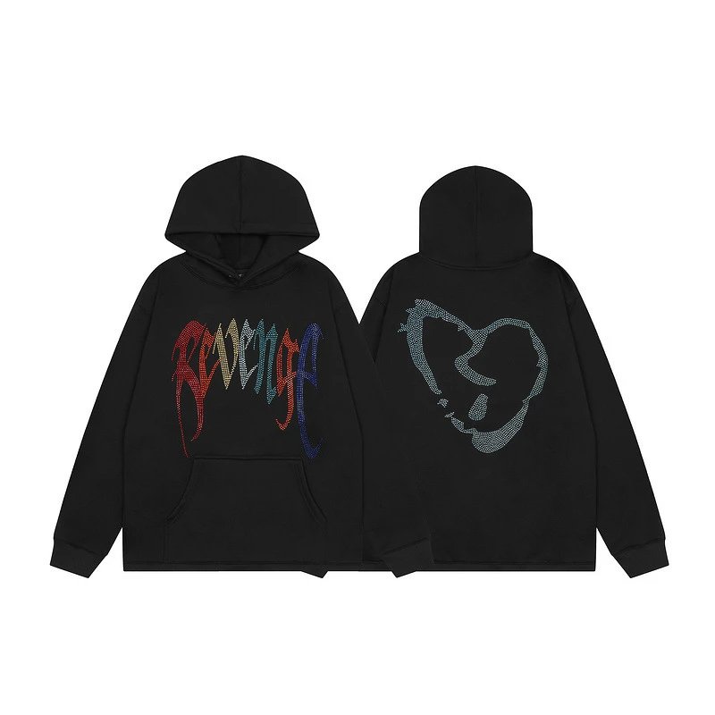 Streetwear Crystal Heart Hoodie Black - Gallery Image 1 - Detailed View