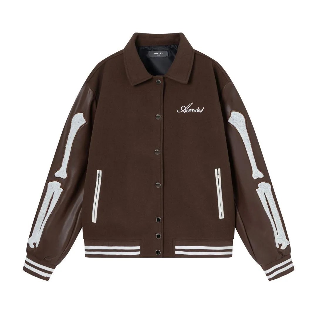 Amiri Bone Embroidered Varsity Jacket Multicolor - Gallery Image 3 - Detailed View