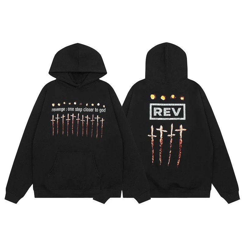 Street Gothic Fleece Hoodie Jet Black - Related Product - Cnfans