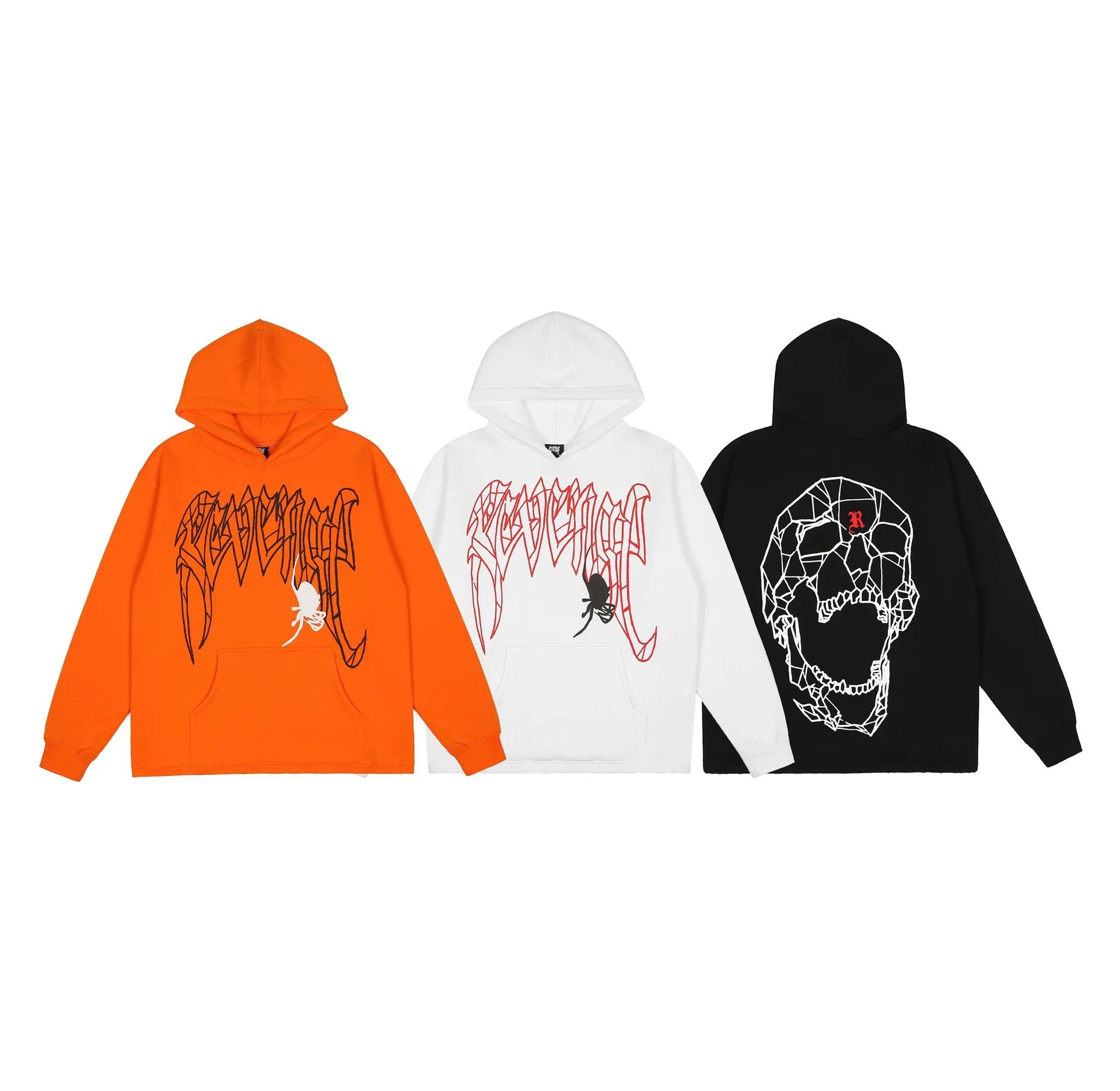 Streetwear Spider Skull Hoodie White - Gallery Image 1 - Detailed View