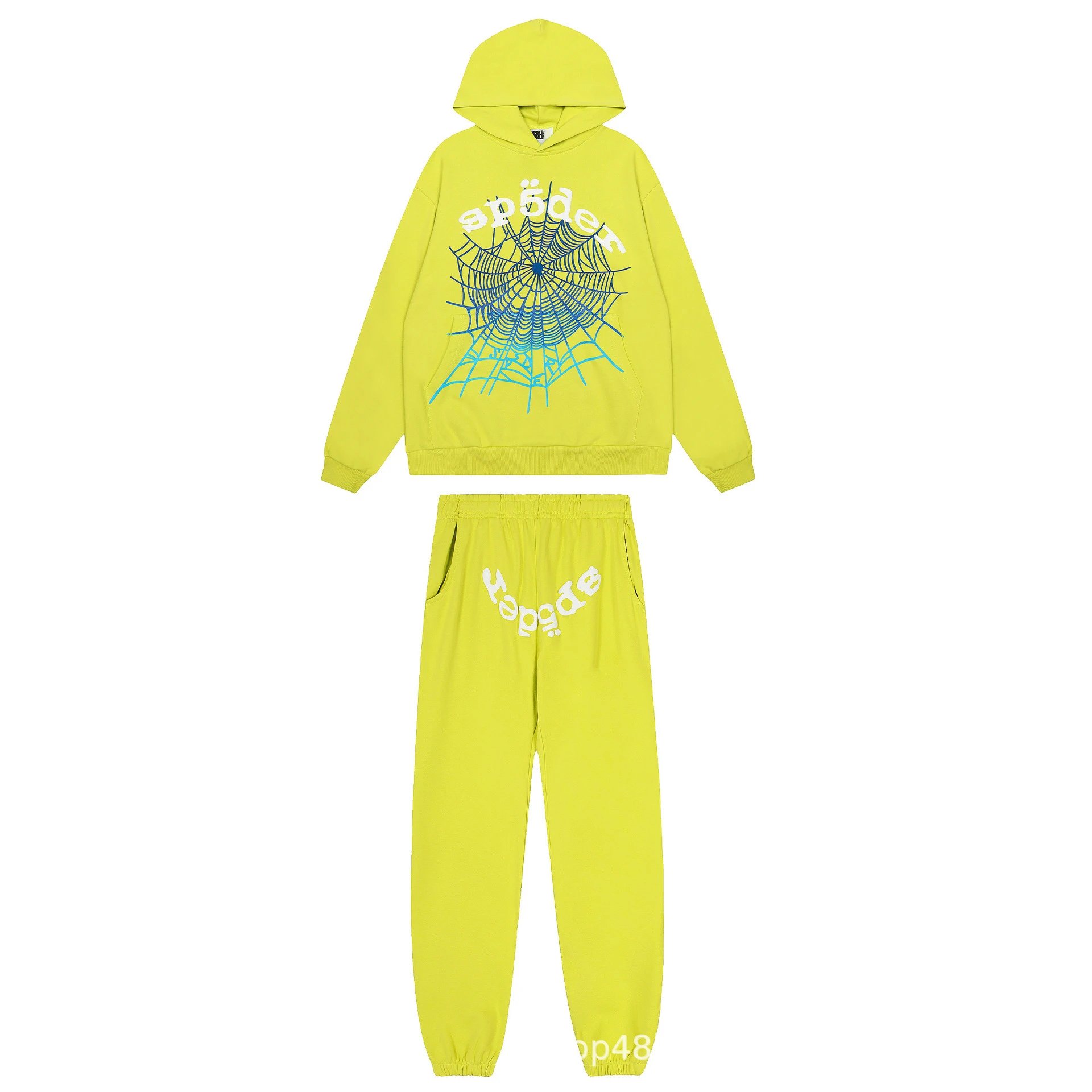 Streetwear Set with Hooded Sweatshirt and Pants Olive - Gallery Image 3 - Detailed View