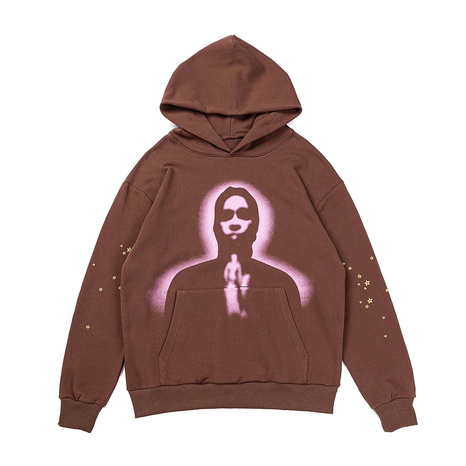 Casual Web Print Hoodie Set Chestnut - Sp5der - Cnfans - $36.45
