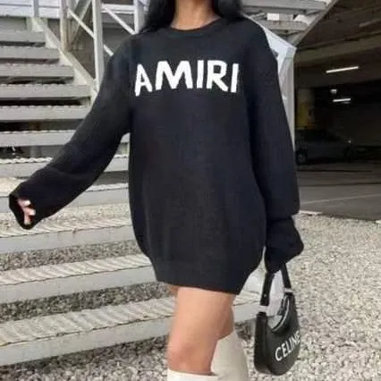 Amiri Oversized Logo Knit Sweater Dress Black - 1