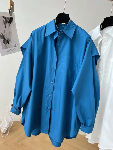Oversized Button-Up Shirt Blue - 6